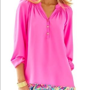 Lilly Pulitzer Elsa Silk Top Mandevilla Pink M